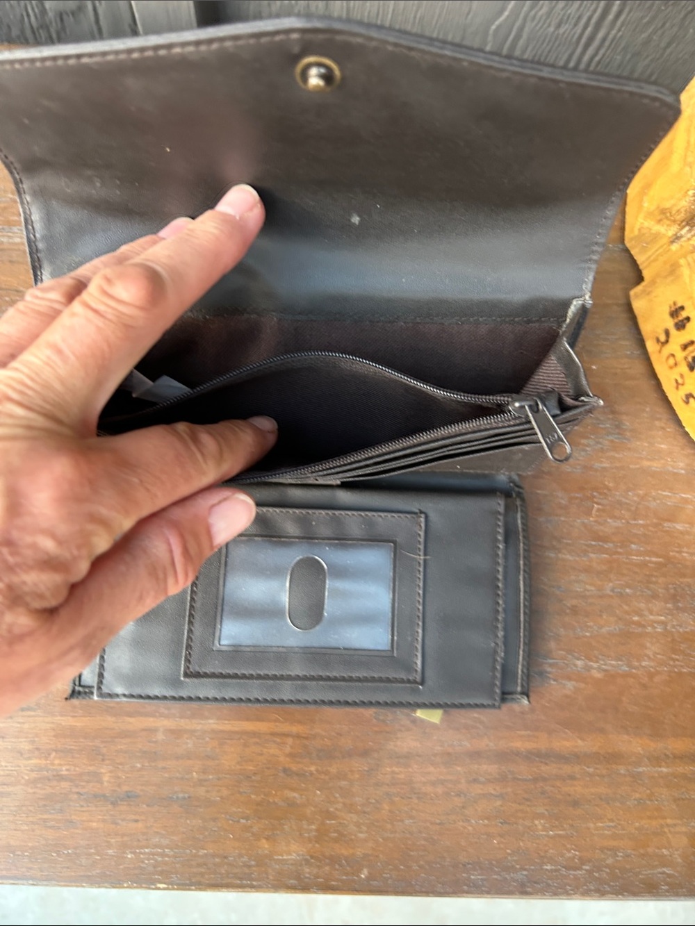 Vintage Black Faux Leather Envelope Wallet with Gold Accent - Picture 10 of 13